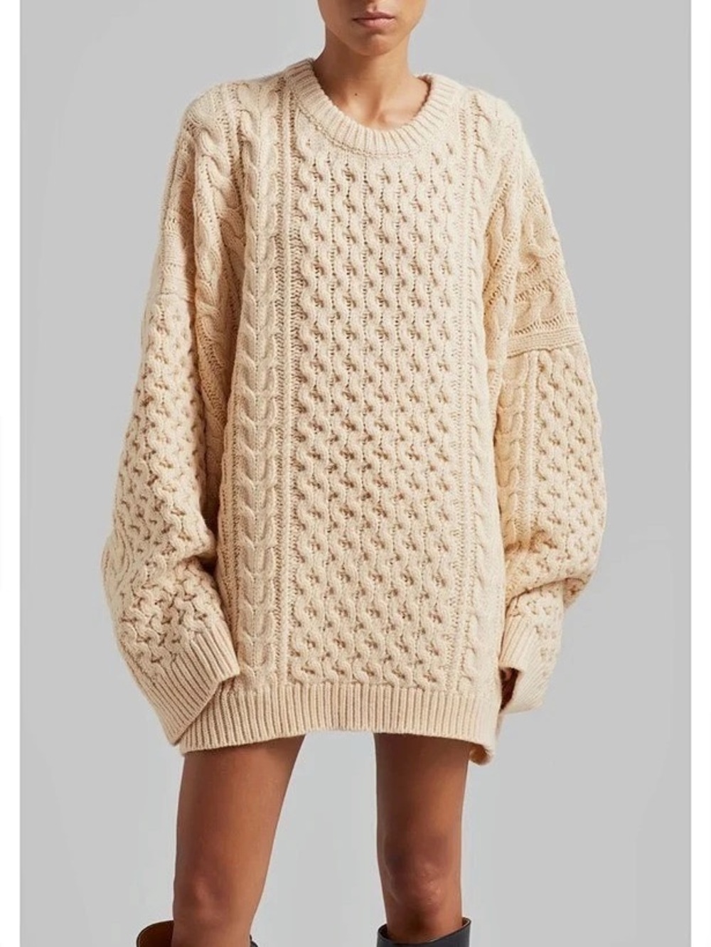 The Frankie Shop Pally Braided Sweater Cable Knit Sweater in Cream Like New